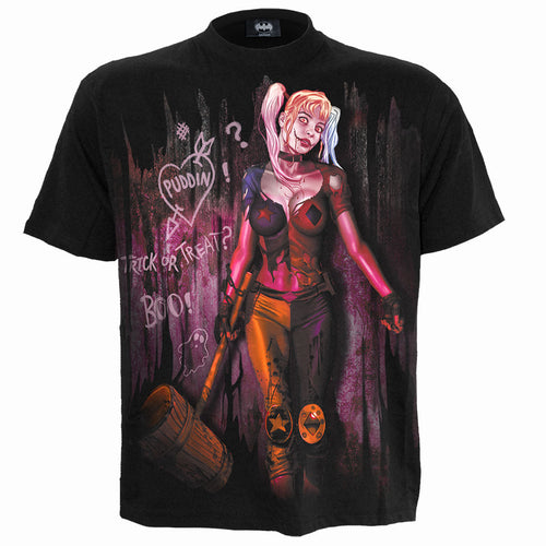 Harley Quinn - Trick or Treat - Camiseta de estampado delantero Negro