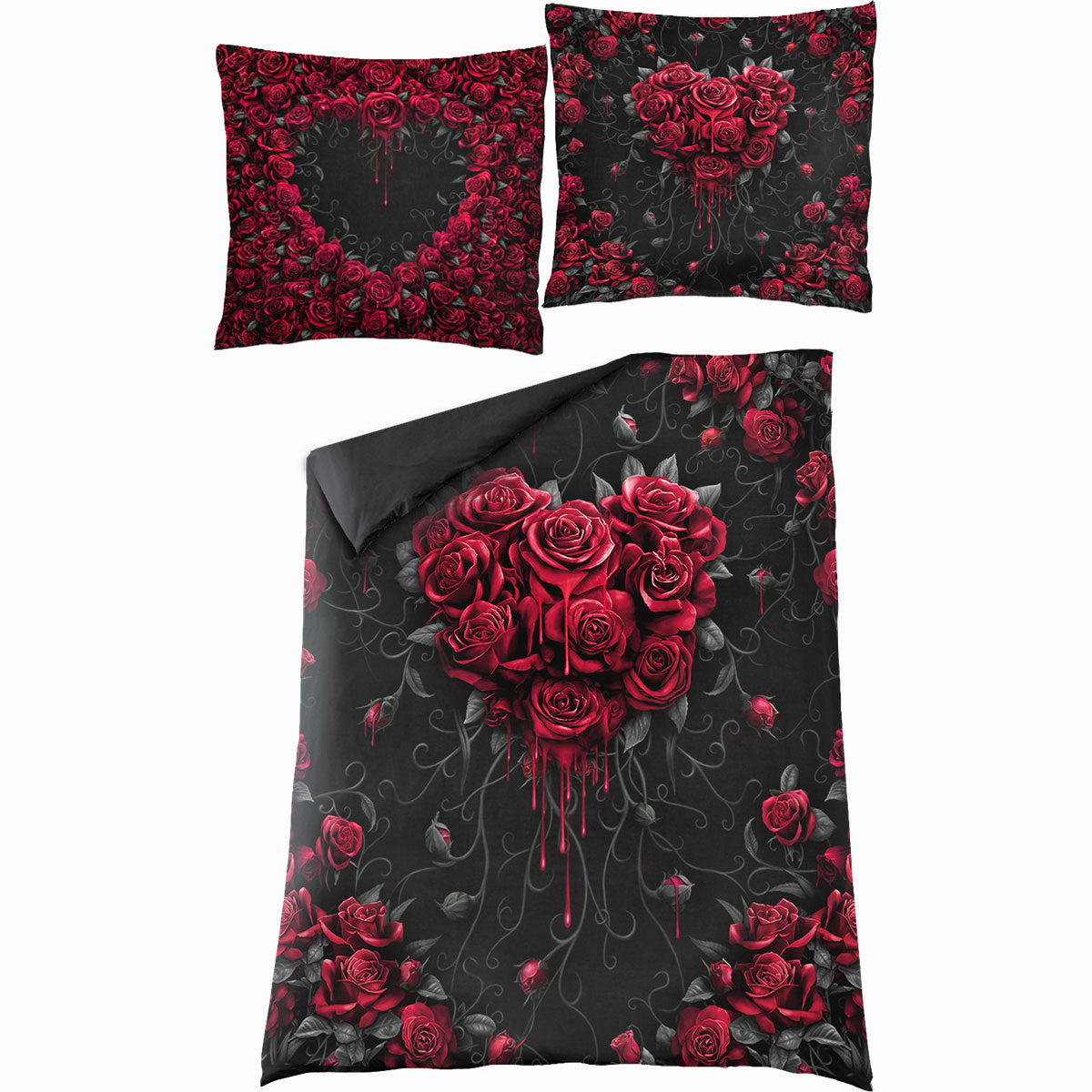 SPIRAL - BLEEDING HEART - SINGLE DUVET COVER + UK AND EU PILLOW CASE