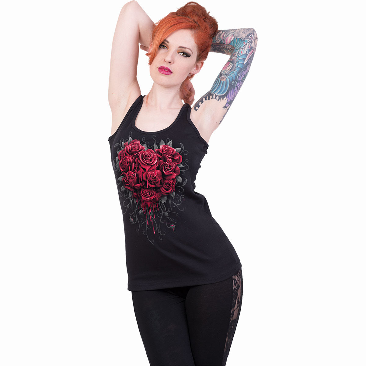 SPIRAL - BLEEDING HEART - RAZOR BACK TOP BLACK