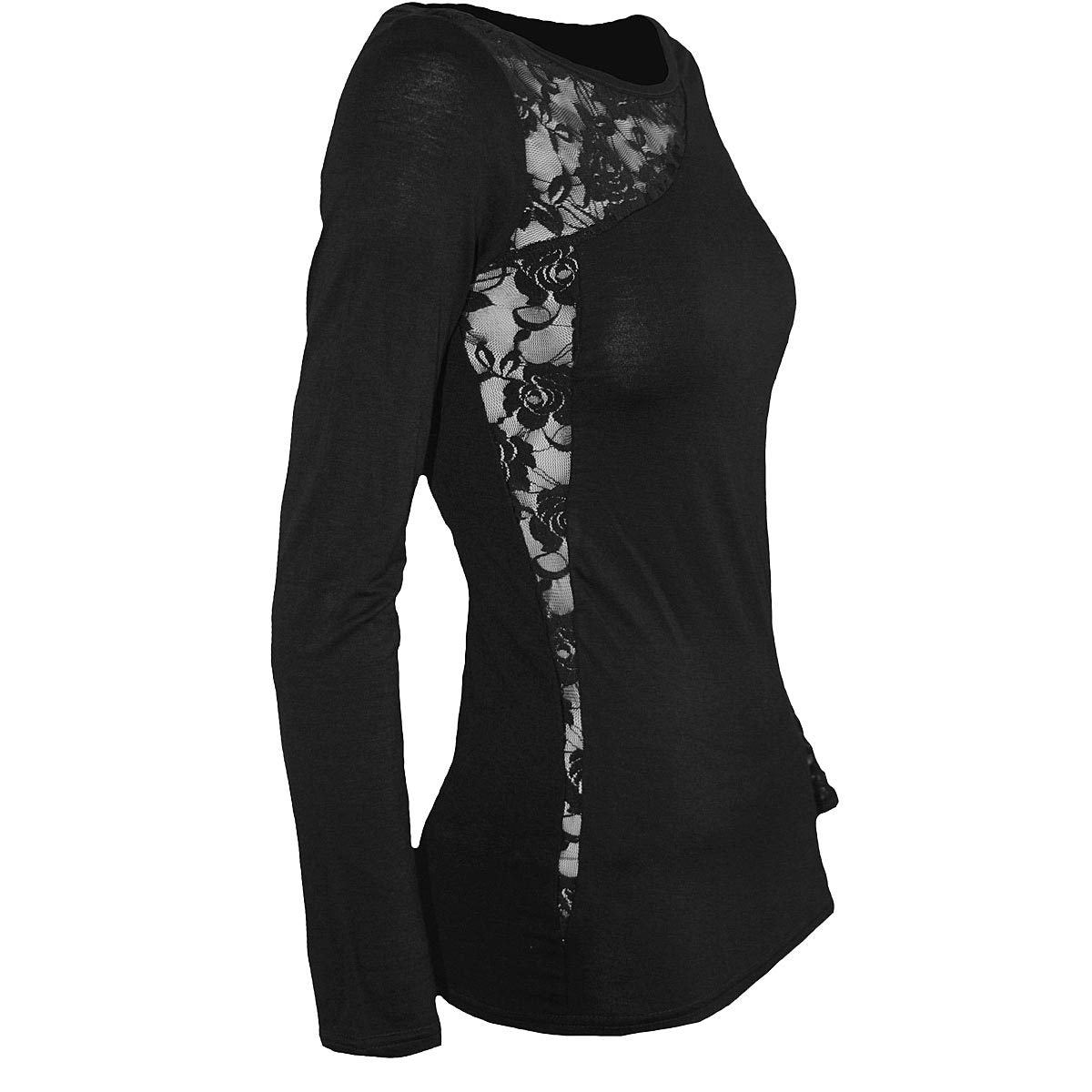 GOTHIC ELEGANCE - Lace One Shoulder Top Black - Spiral USA