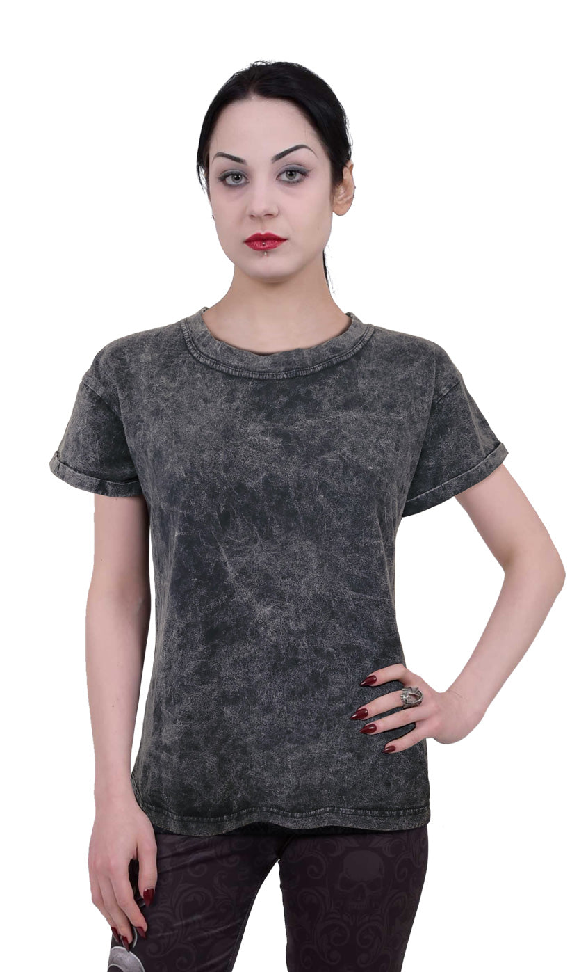 SPIRAL - URBAN FASHION - ACID WASH TURNUP SLEEVE