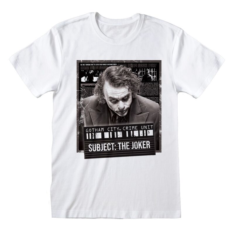 The Dark Knight - Joker Mug Shot - Unisex White T-Shirt