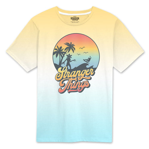 Stranger Things - Sunset Circle - Super Heroes Collection - Unisex Tricolor Acid Wash T -shirt