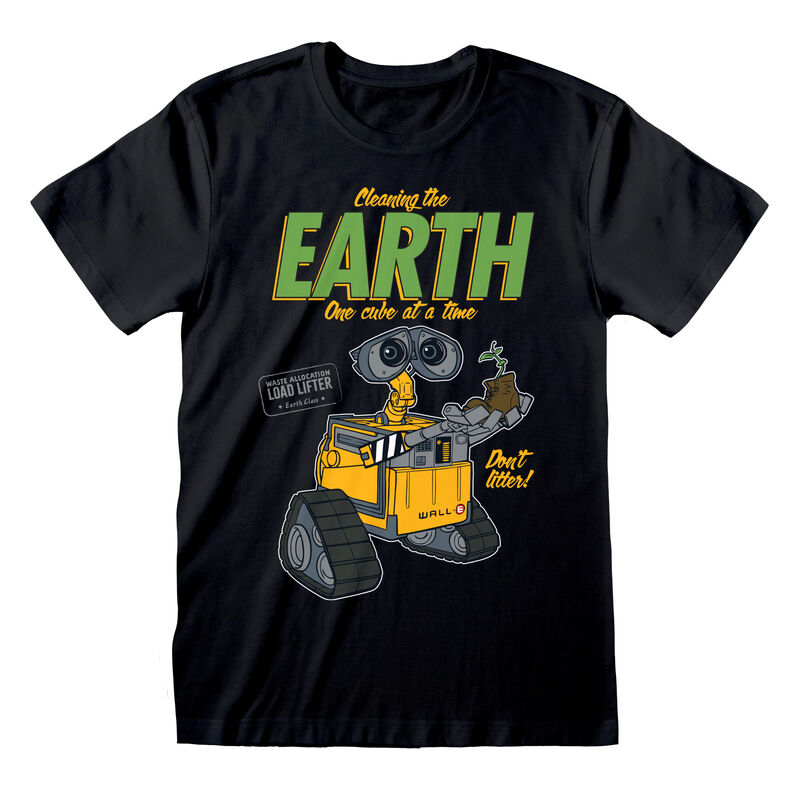 Pixar Walle - Cleaning The Earth - T-Shirt Black