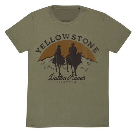 Yellowstone - estampado descolorido - camiseta oliva