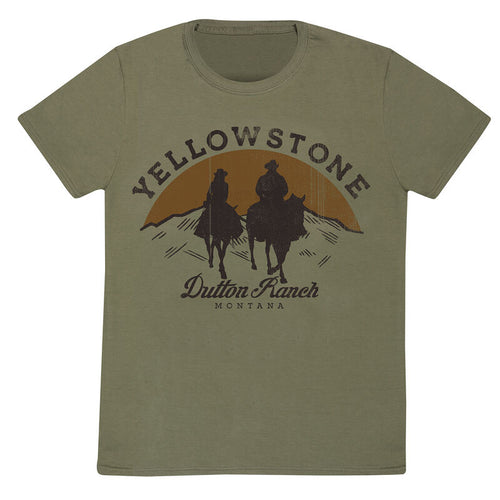 Yellowstone - Impression fanée - T-shirt Olive