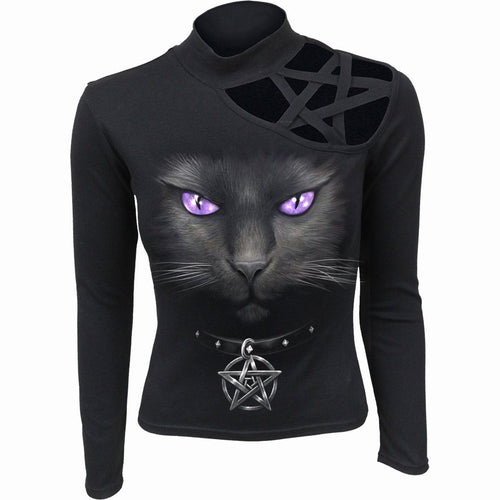 Black Cat - Pentagram Spalla Longsleeve Top