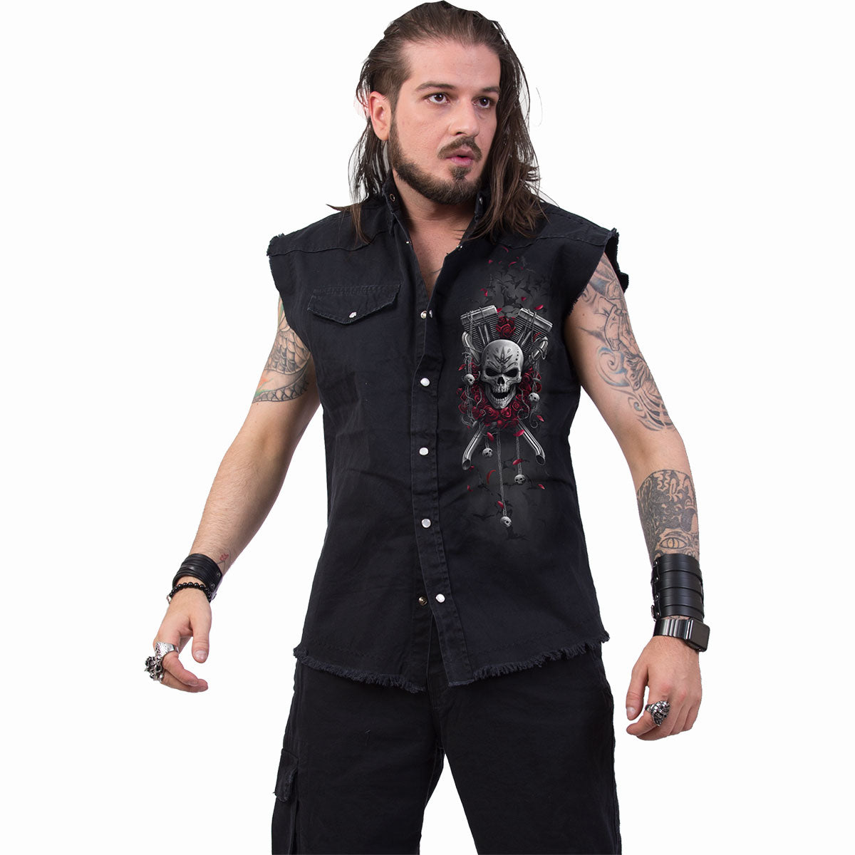 SPIRAL - DOTD BIKERS - SLEEVELESS STONE WASHED WORKER