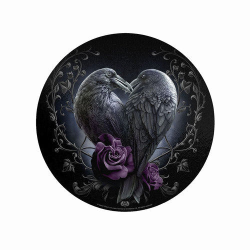 SPIRAL - RAVEN HEART - GLASS CHOPPING BOARD (CIRCULAR)