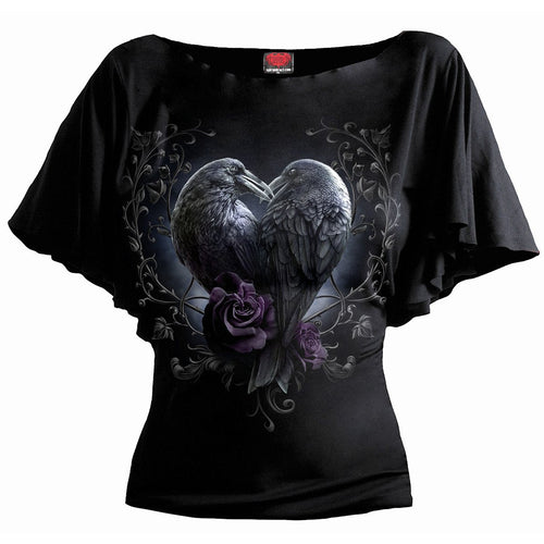 Heart Raven - Black Bat Bat Sleeve Top Black