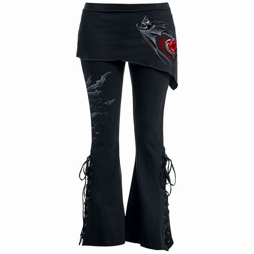 SPIRAL - BAT'S HEART - 2IN1 BOOT-CUT LEGGINGS WITH MICRO SLANT SKIRT