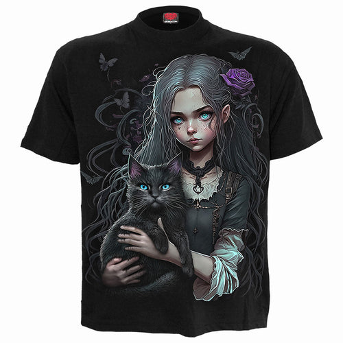 Goth familier - T-shirt à imprimé avant noir