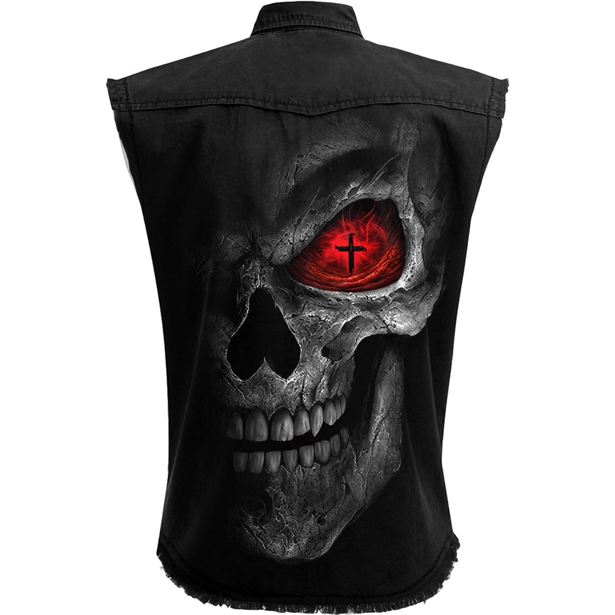 SPIRAL - DEATH STARE - SLEEVELESS STONE WASHED WORKER BLACK