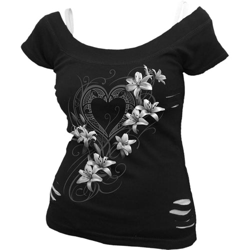 SPIRAL - PURE OF HEART - 2IN1 WHITE RIPPED TOP BLACK