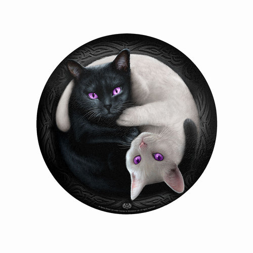 Yin Yang Cats - tagliere in vetro (circolare)