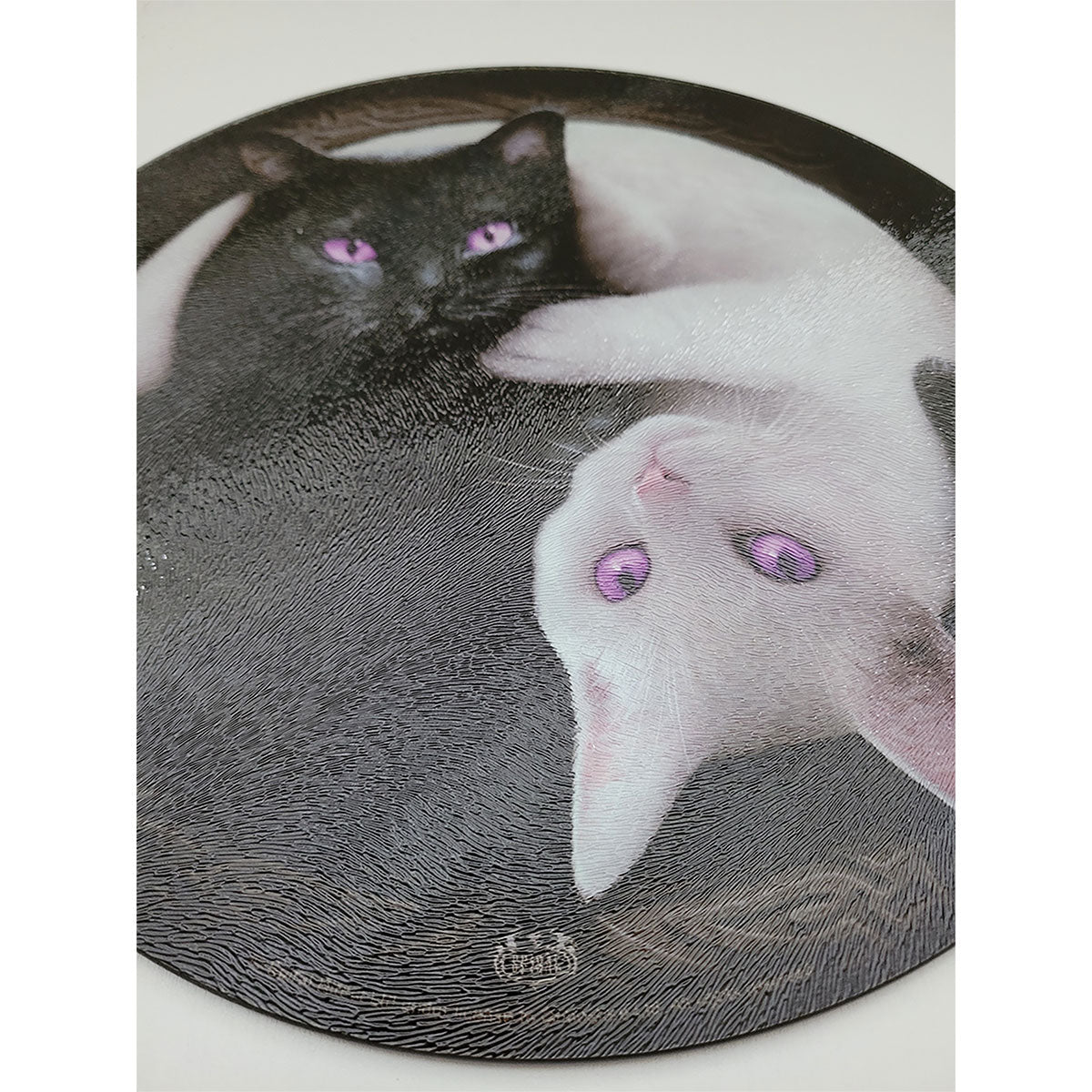 SPIRAL - YIN YANG CATS - GLASS CHOPPING BOARD (CIRCULAR)