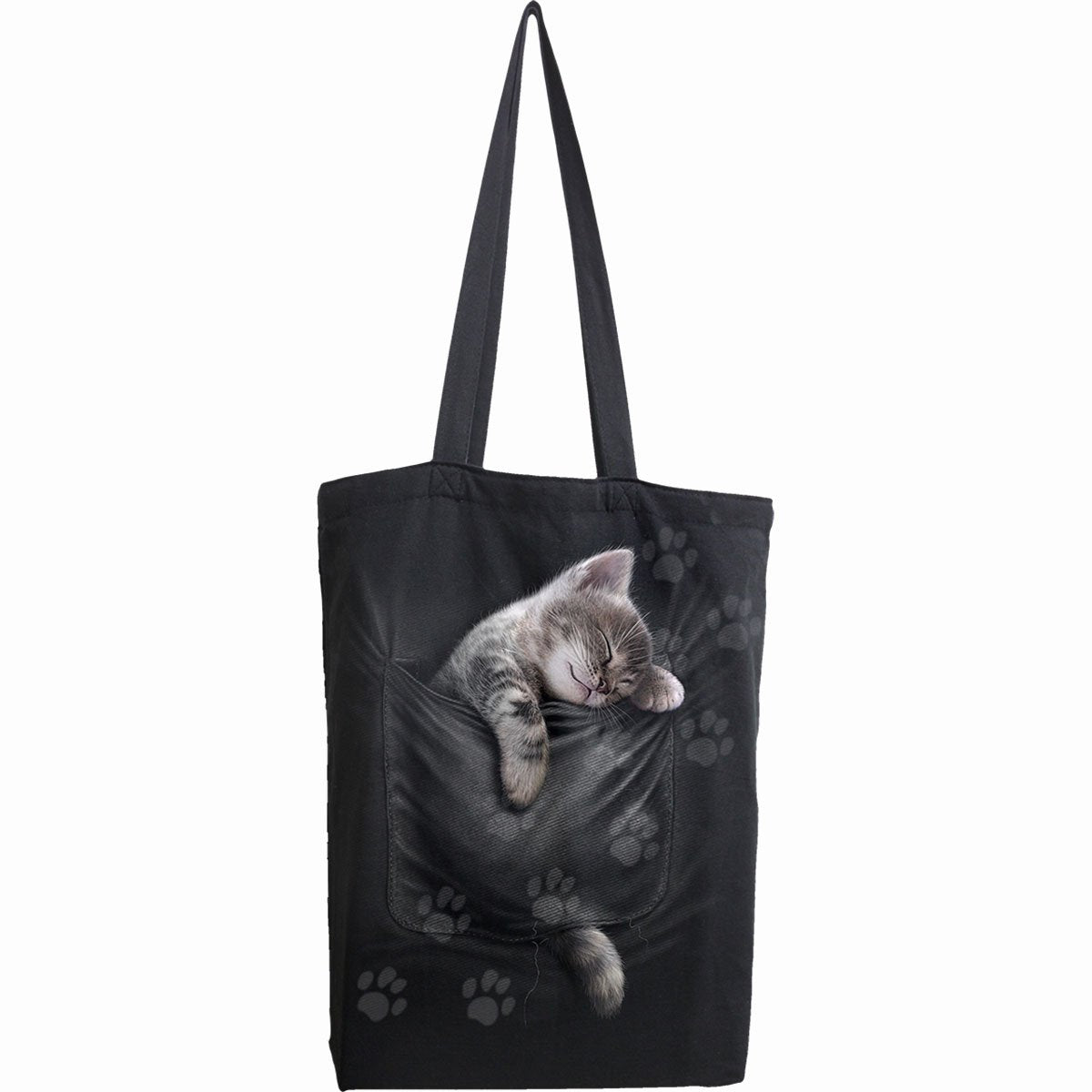 POCKET KITTEN - Bag 4 Life - Canvas 80z Long Handle Tote Bag - Spiral USA