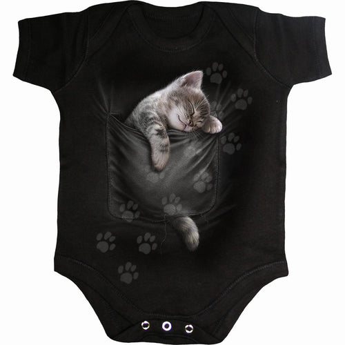 Bocket Kitten - Baby Sleepsuit negro