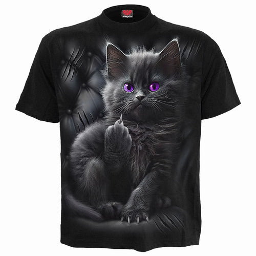 Cattitude - T-shirt à imprimé avant noir