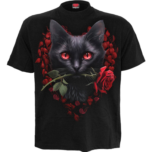 L'amour du chat - T-shirt à imprimé avant noir