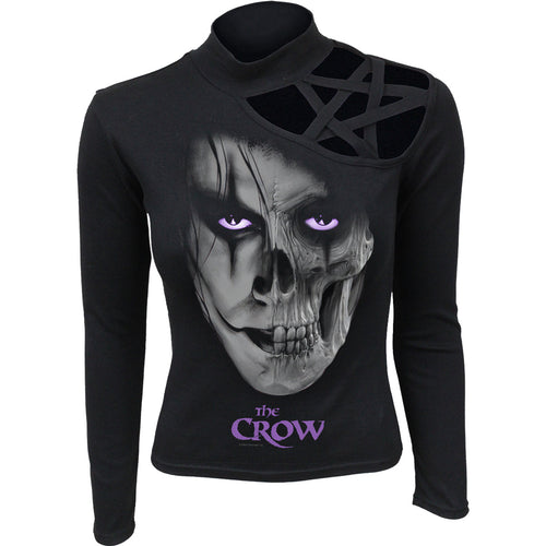 Il corvo - faccia del cranio - pentagram spalla longsleeve top