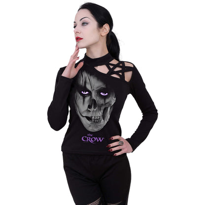 THE CROW - SKULL FACE - PENTAGRAM SHOULDER LONGSLEEVE TOP