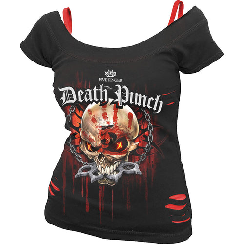 FIVE FINGER DEATH PUNCH- ASSASSIN - 2IN1 RED RIPPED TOP BLACK