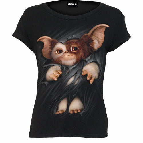 Gremlins - Gizmo - Boatneck Cap manguita Top Negro