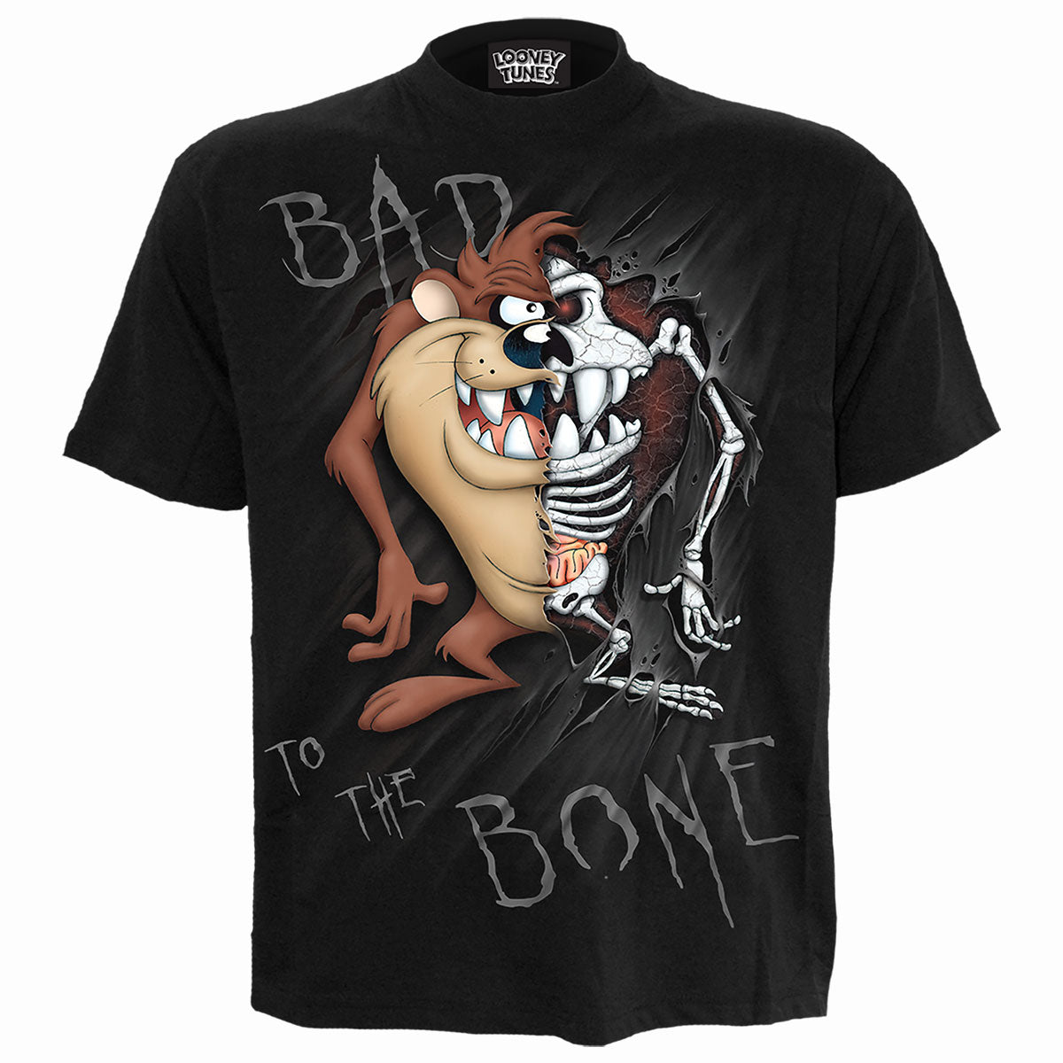 TAZ - BAD 2 D BONE - Front Print T-Shirt Black