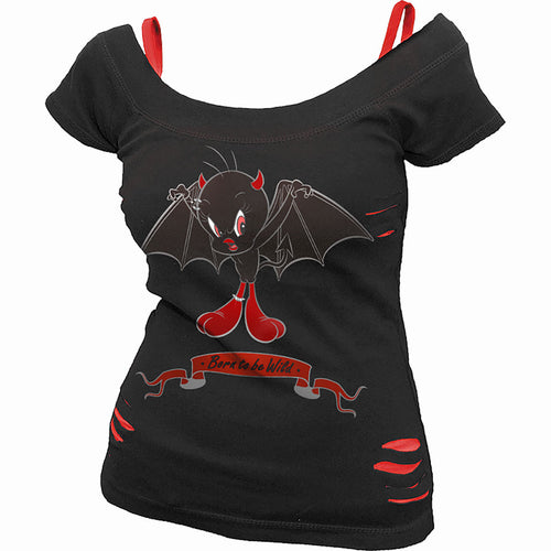 Tweety - Born to Be Wild - 2in1 rouge Ripped Top Black