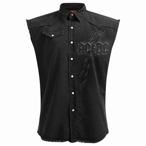 AC / DC - Retour en noir Torn - Pierre sans manches Wash Worker Black