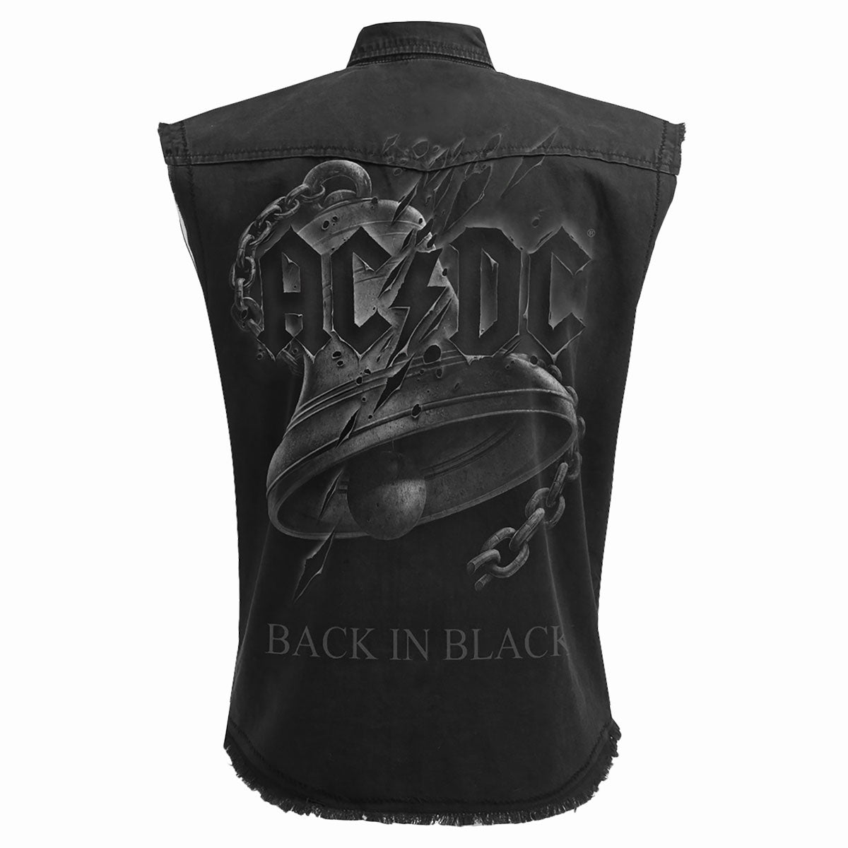 AC/DC - BACK IN BLACK TORN - SLEEVELESS STONE WASHED WORKER