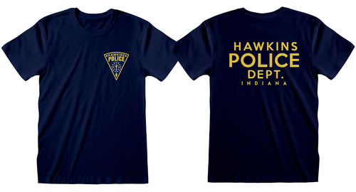 Stranger Things - Hawkins Police Badge (mit Hintergrund) - T -Shirt