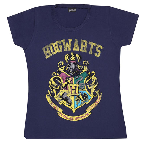 HARRY POTTER - HOGWARTS FADED CREST - FITTED T-SHIRT