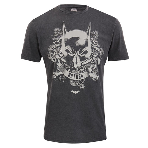 Batman - Skull Crest Acid Wash - Colina de superhéroes - Camiseta de lavado de ácido unisex