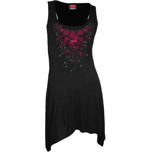 Rose di sangue - vestito a camisole dal fondo gotico nero