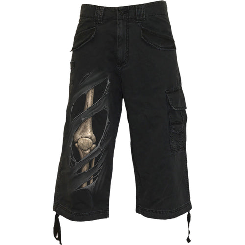 SPIRAL - BONE RIPS - VINTAGE CARGO SHORTS 3/4 LONG BLACK