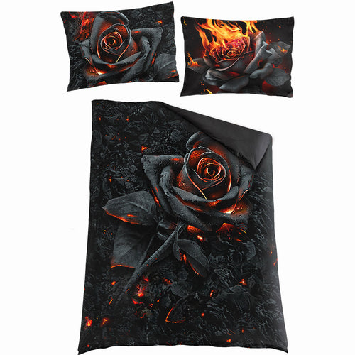 Burnt Rose - Cubierta de edredón de un solo UK y almohada de la UE