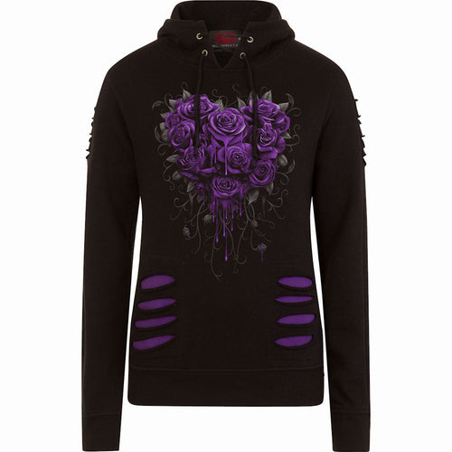 SPIRAL - BLEEDING HEART - LARGE HOOD RIPPED HOODIE