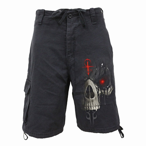 SPIRAL - DARK DEATH - VINTAGE CARGO SHORTS BLACK