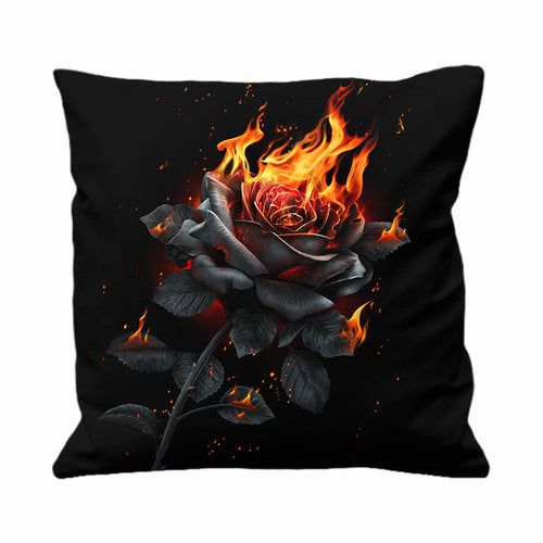 Rose enflammée - coussin carré