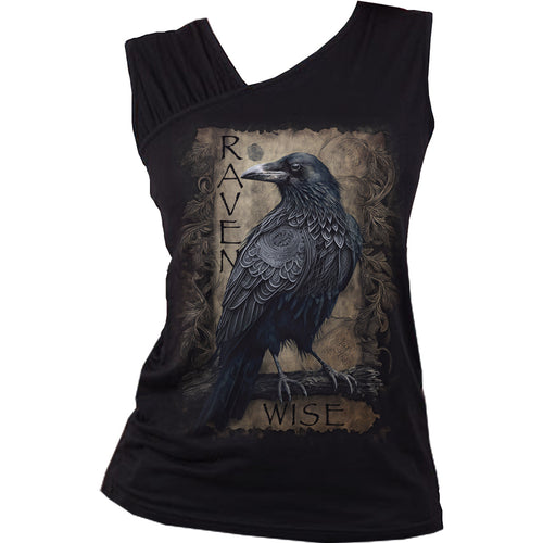 SPIRAL - RAVEN WISE - GATHERED SHOULDER SLANT VEST