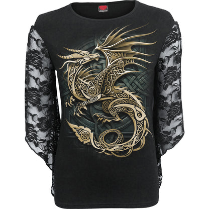 CELTIC DRAGON - Rose Lace Sleeve Top