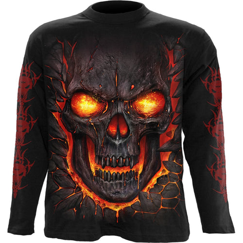 Skull Lava - T-shirt Longsleeve noir