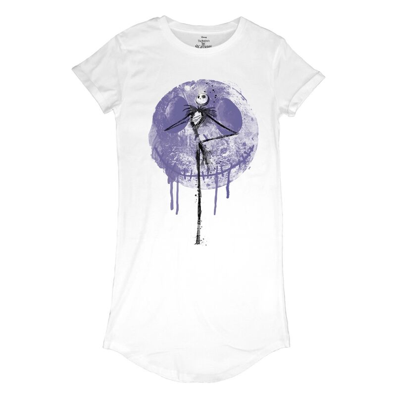 Nightmare Before Christmas - Moon Drip - Ladies T-Shirt Dress - T-Shirt Dress White