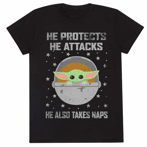 STAR WARS: THE MANDALORIAN - PROTECTS AND ATTACKS - T-SHIRT