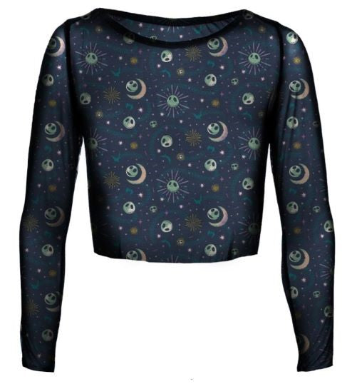 NIGHTMARE BEFORE CHRISTMAS - MYSTIC NIGHT - WOMENS CROPPED MESH TOP