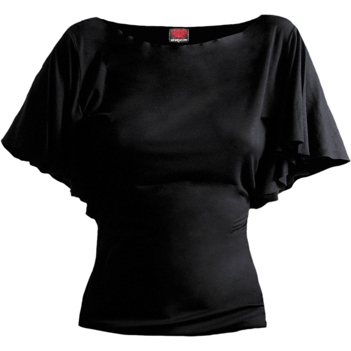 GOTHIC ELEGANCE - Boat Neck Bat Sleeve Top Black - Spiral USA