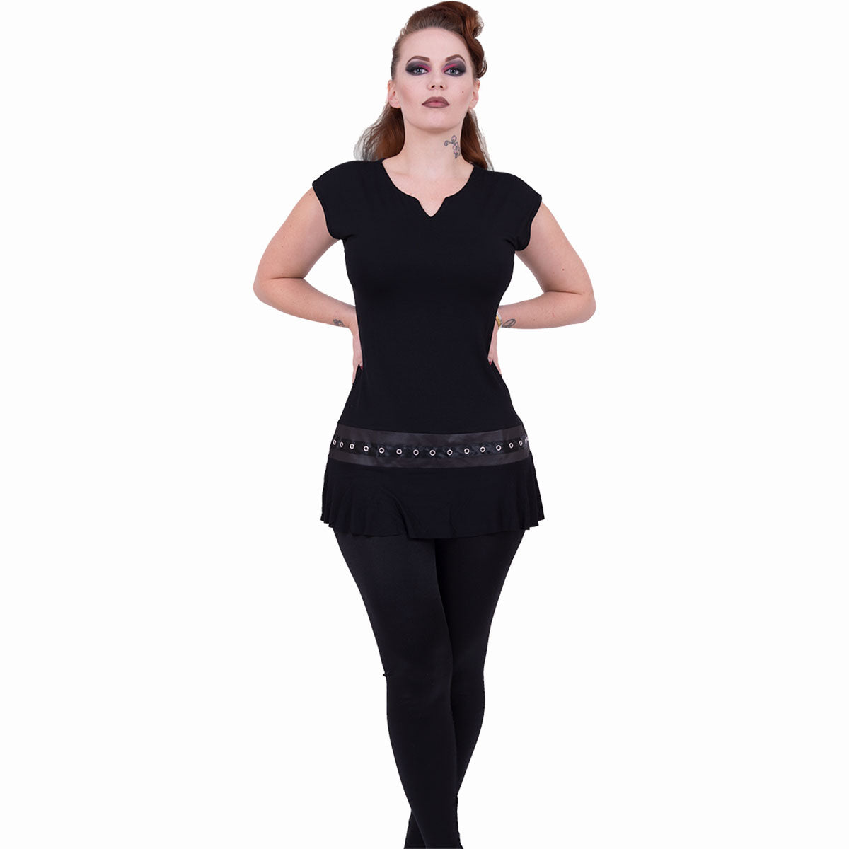 SPIRAL - GOTHIC ROCK - STUD WAIST MINI DRESS