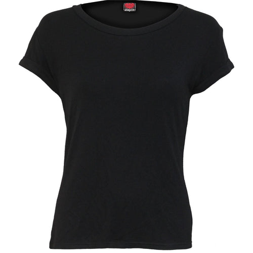 SPIRAL - URBAN FASHION - BOATNECK CAP SLEEVE TOP BLACK